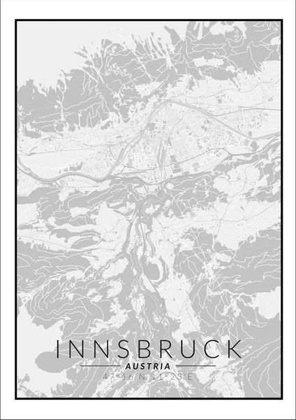 Innsbruck mapa czarno biała - plakat 40x50 cm zdjęcie 1