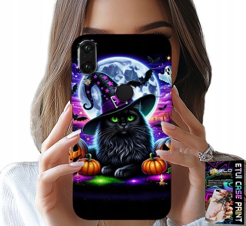 ETUI DO XIAOMI NOTE 7 - CZARNY KOTEK HALLOWEEN SALEM DYNIA WZORY na Arena.pl