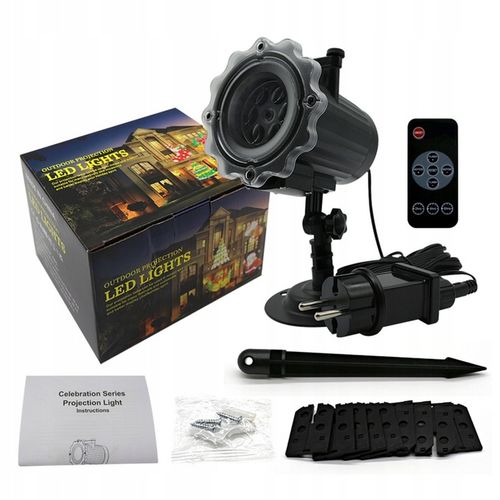 ŚWIĄTECZNY PROJEKTOR LED LASEROWY 16 slajdów 64 MOTYWÓW z pilotem na Arena.pl