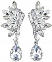 Kolczyki Srebrne Wiszące Cyrkonie Kryształki Boho  F41_Srebrny