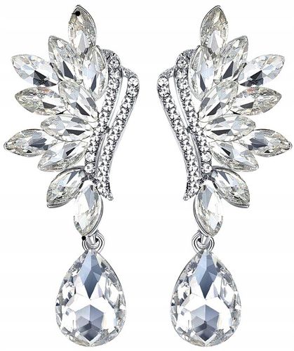 Kolczyki Srebrne Wiszące Cyrkonie Kryształki Boho  F41_Srebrny na Arena.pl