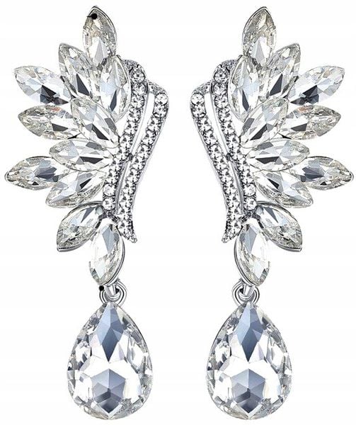 Kolczyki Srebrne Wiszące Cyrkonie Kryształki Boho F41_Srebrny zdjęcie 1