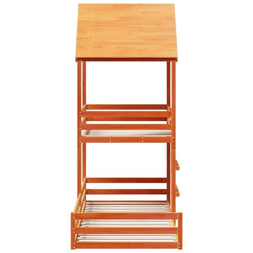 Łóżko z piętrem i daszkiem, woskowy brąz, 80x200 cm na Arena.pl