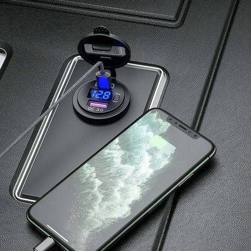 ŁADOWARKA SAMOCHODOWA USB QC3.0 + PD USB C WOLTOMIERZ PRZYCISK ON/OFF na Arena.pl