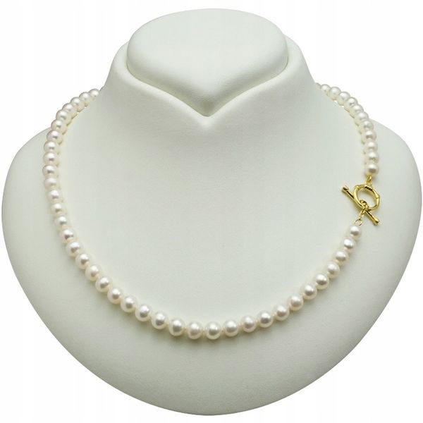 SREBRNY NASZYJNIK Z OKRĄGŁYCH PEREŁ zdjęcie 1