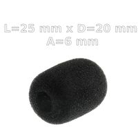 Gąbka owiewka mikrofonu 25x20 mm, śr. wew 6 mm - czarna