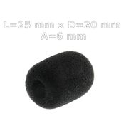 Gąbka owiewka mikrofonu 25x20 mm, śr. wew 6 mm - czarna
