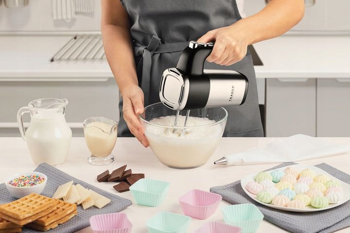 Mikser ręczny 5 biegów tryb TURBO Zestaw 4 mieszadła Organizer TRANSA 900W zdjęcie 2