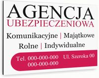 nadruk UV TABLICZKA reklamowa nierdzewna AGENCJA UBEZPIECZENIOWA 40x30 cm