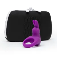 happy rabbit fioletowy pierścień wibrujący usb z etui silikonowy