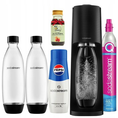 SodaStream Terra Czarny Saturator do gazowania wody, PEPSI + ICE TEA KAKTUS na Arena.pl
