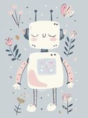 Plakat 60x80cm Wzory dla Dzieci, Dziewczynki Do Pokoju - Roboś