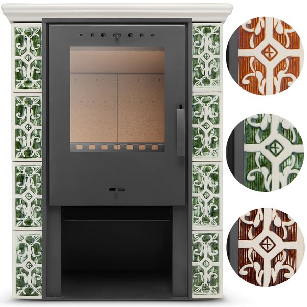 Kominek kaflowy piec wkład kominkowy wolnostojący koza JASMIN 3 kolory zdjęcie 1