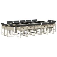 15-cz. zestaw mebli ogrodowych z poduszkami, jasnoszary