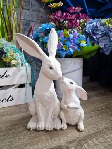 FIGURKA WIELKANOCNY ZAJĄC KRÓLIK Z MŁODYM model VI zdjęcie 2