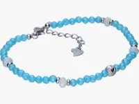 ELEGANCKA RODOWANA SREBRNA BRANSOLETKA FASETOWANY AKWAMARYN BIAŁY AGAT