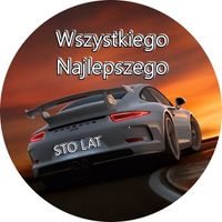 Opłatek na tort Urodziny Porsche Samochód Auto Logo Fura Bryka 18 30 40 50