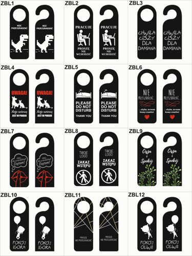 ZAWIESZKA NA DRZWI klamkę hotelowa czarna plexi TWÓJ TEKST dużo wzorów na Arena.pl