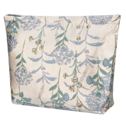 kosmetyczka z materiału syntetycznego w błękitno-beżowym kolorze zdobiona na Arena.pl