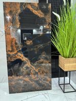 Gres 120x60 czarny marmur złoto miedź połysk PREMIUM glamour black gold