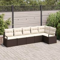 Zestaw Sof 6 pcs Brązowy polirattan
