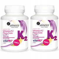 2x WITAMINA K2 MK-7 200mcg Natto FORTE 60kap ALINESS Krzepnięcie Krwi Kości