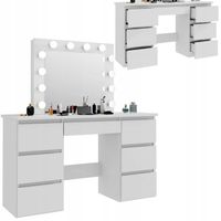 TOALETKA KOSMETYCZNA Z LUSTREM LED SZUFLADY DUŻA BIAŁA