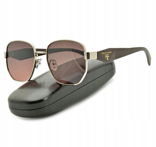 Damskie OKULARY PRZECIWSŁONECZNE UV Rebecca Moore Srebrno Brązowe na Arena.pl