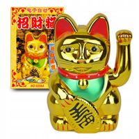 JAPOŃSKI KOT MANEKI-NEKO CHIŃSKI SZCZĘŚCIA FIGURKA KOTA RUCHOMA ŁAPKA
