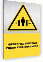 Tabliczka znak informacyjny 20x15 Srebrna NIEBEZPIECZEŃSTWO ZGNIECENIA