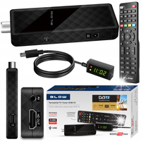 DEKODER TUNER TV DVB-T2 HEVC H.265 FULL HD MINI PILOT DLA SENIORA ZESTAW