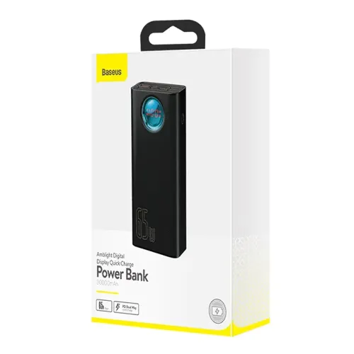 powerbank baseus amblight 30000mah, 4xusb, usb-c, 65w (czarny) na Arena.pl