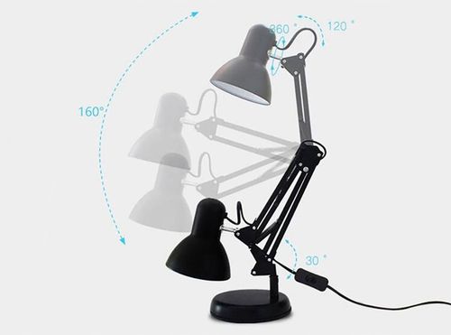 LAMPKA Biurkowa Szkolna do Czytania Nocna Kreślarska Czarna LED E27 na Arena.pl