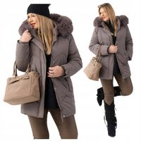 PIKOWANA KURTKA ZIMOWA DAMSKA LUŹNA DUŻE ROZMIARY Z KAPTUREM OCIEPLANA