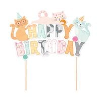 Topper na tort Happy Birthday Kotki