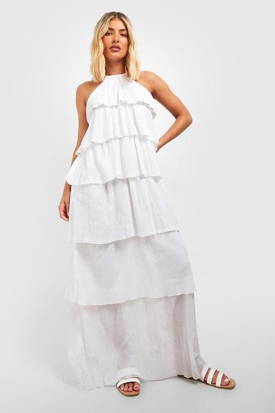 BOOHOO MAXI SUKIENKA FALBAN WIĄZANIE BOHO Z1T NG2__L zdjęcie 1