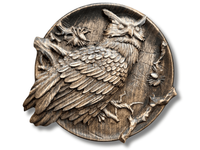 Płaskorzeźba drewniana Puchacz Sowa ptak prezent dla myśliwego, ornitologa