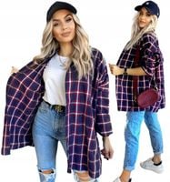 KOSZULA DAMSKA w kratę luźna zapinana na guziki