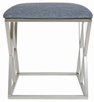 Puf metal z siedziskiem szary melanż ze srebrnymi nogami