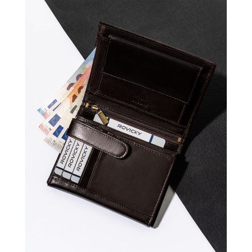 klasyczny portfel męski z rfid w brązowym kolorze - rovicky na Arena.pl