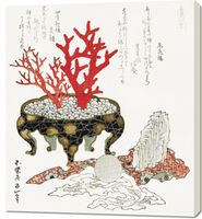 Obraz 90x100cm Coral Branch, Hokusai Japoński Vintage do Salonu