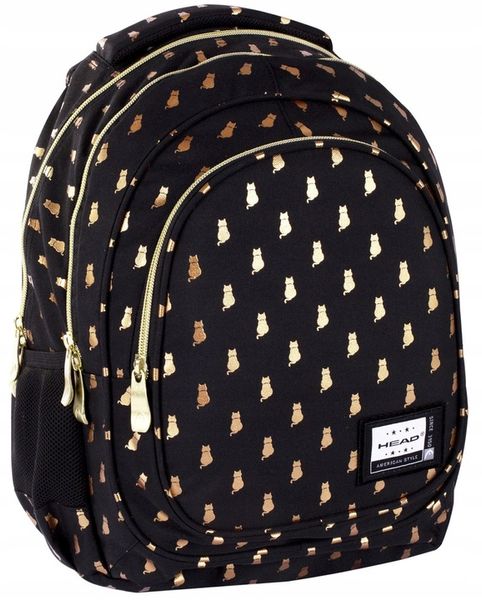 PLECAK TORNISTER SZKOLNY Z KOTKIEM KOT CZARNY ZŁOTY GOLDEN KITTY zdjęcie 5