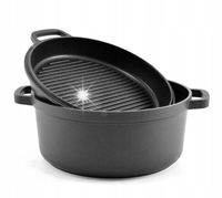 Owalny, Aluminiowy Garnek z patelnią grillową 3,3l | Maestro MR-4126