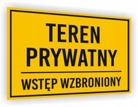 Tabliczka BHP Zakaz nadruk 20x15 Teren prywatny wstęp wzbroniony
