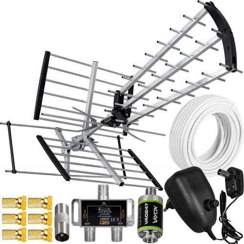 ANTENA DVBT2 DO TELEWIZJI NAZIEMNEJ COMBO 4K LTE MUX8 WZMACNIACZ ZESTAW 2TV na Arena.pl