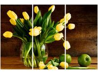 60 90CM OBRAZ 3 ELEM ŻÓŁTE TULIPANY DRUK PŁÓTNO RAMA
