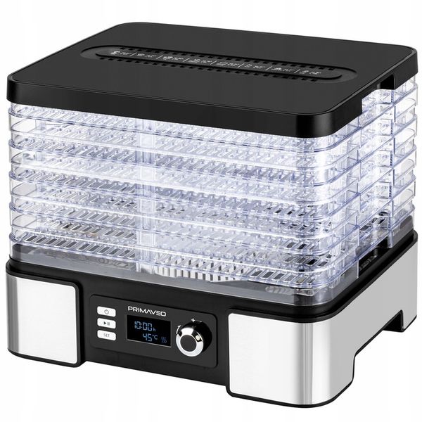 DUŻA SUSZARKA DO GRZYBÓW OWOCÓW TERMOOBIEG 450W ZEGAR PRIMAVEO POJEMNA 12L zdjęcie 2