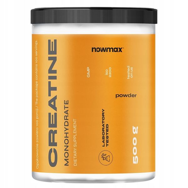 nowmax KREATYNA MONOHYDRAT CREATINE MONOHYDRATE 500 g SIŁA POMPA + WPC zdjęcie 3
