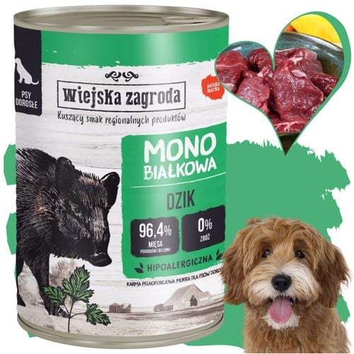 mokra karma dla psa dzik 400g monobiałkowa wiejska zagroda hipoalergiczna na Arena.pl