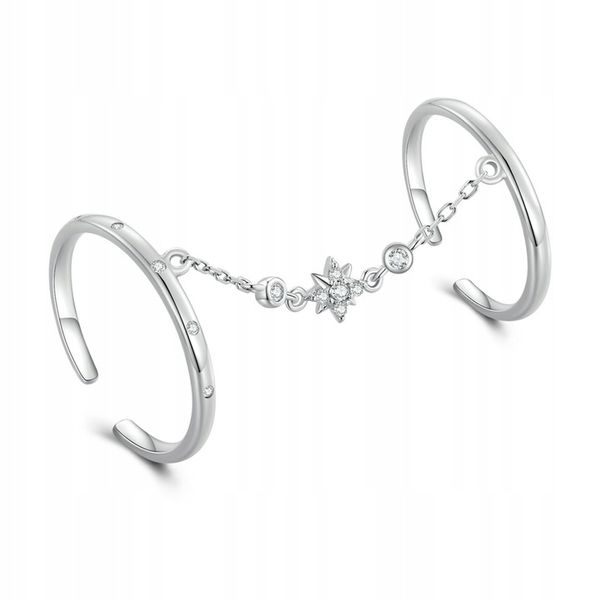 Pierścionek Srebrny Regulowany Podwójny Srebro 925 zdjęcie 1